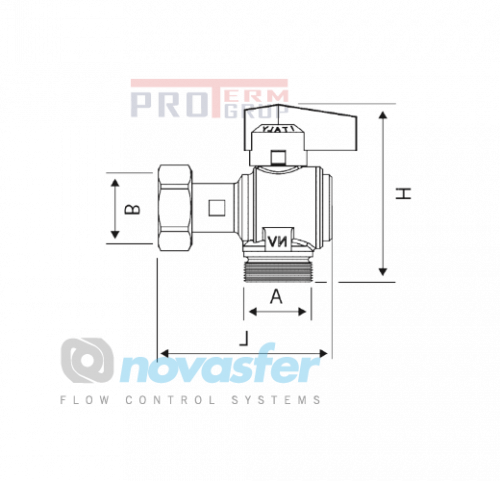 Кран угловой с накидной гайкой Novasfer размеры
