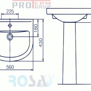 Lavuar cu picior Rosa alb standart schema