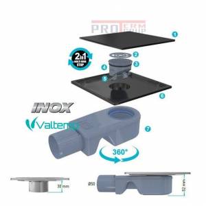 Trap dus 10x10cm Inox-S dezmembrat