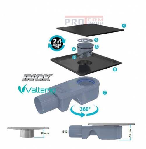 Трап для душа 10x10см Inox-S Trendy в разобранном виде