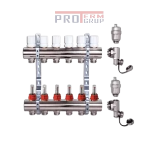 Коллектор в сборе с деаэратором, сливным краном и пробкой